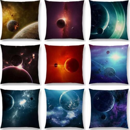 Mysterious Universe Vast Outer Space Beautiful Planets Fantasy Galaxy Dream Stars Cushion Cover Decor Sofa Throw Pillow Case