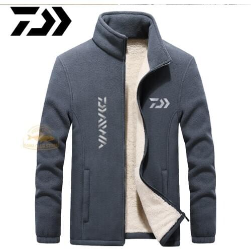 Winter Plush Jacket DAIWA Fishing Clothes Mens Outdoor Windproof and Warm Jacket Oversized Cold Fishing Jacket