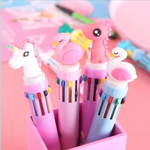 1PC Multi Color Kawaii Cute Unicorn Ballpoint Pen Graffiti Drawing Painting Ball Point Gel Pen For Kids School Stationery