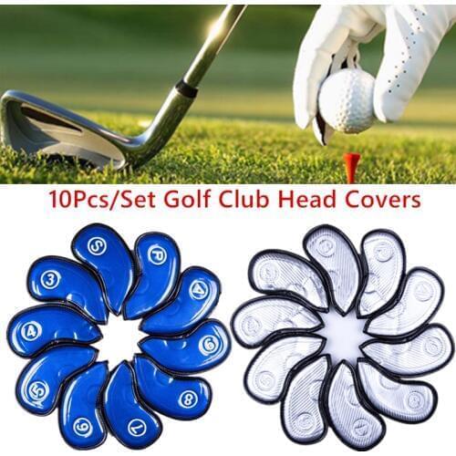 10pcs/set Pu Golf Club Headcover Golf Iron Head Covers Golf Club Iron Protective Headcovers
