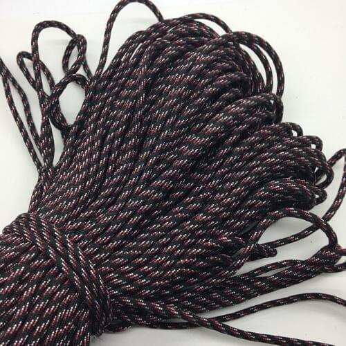 10yds/Lot Mxi color Paracord Bracelets Rope 7 Strand Parachute Cord CAMPING HiKING #Black+red+white
