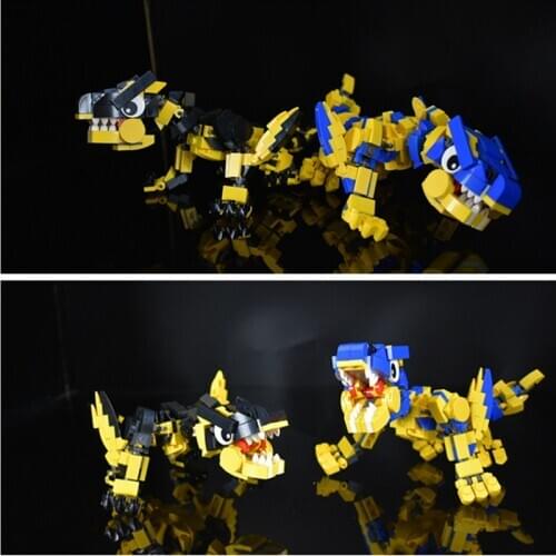 2Types STEM DIY MOC Q Type Dragon Model Small Particle Building Blocks Educational Toy Model Toy