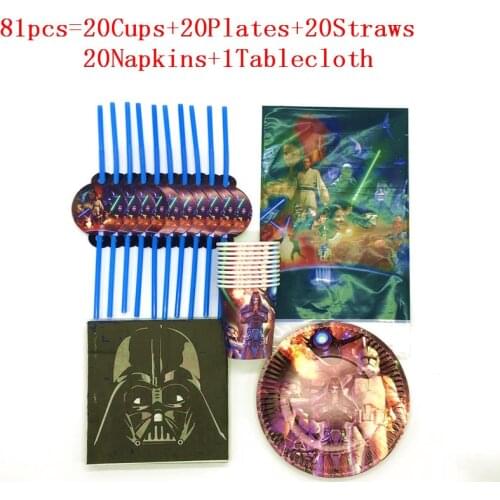 51/81 pcs Star Wars Birthday Event Party Decoration Cup Plate straw napkin tablecloth Baby Shower Disposable Tableware Supplies