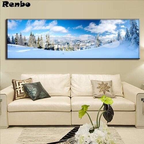 Personalized 5D DIY Diamond Embroidery Landscape Winter Snow Mountain Diamond Painting Cross Stitch Mosaic Wall Stickers A600