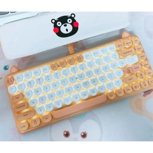 IQUNIX Lovely cat Wireless bluetooth keyboard M80 yellow Cat ears Girls' office game mechanical Backlight keyboard for ipad mac