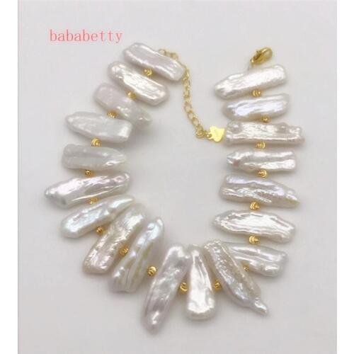 Natural freshwater pearl irregular shape White light pink Light purple pipa pearl bracelet 7-26MM 7inches +4 chain