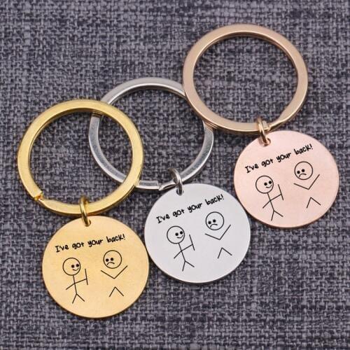 Bag Charms Keychains Colleagues I Have Got Your Back Engraved Best Friend Gifts Key Rings Stick Figure Support You Keytags