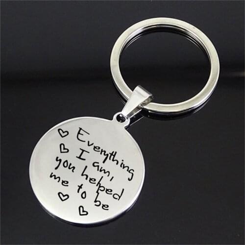Keychain -Gift For Mom / Dad -Everything I Am You Helped Me To Be Keyring Mother Of The Bride Mothers Day Gifts