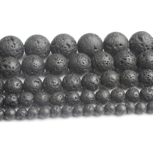 LanLi Black Lava Diffuser Essential Oil Beads Stone Round Volcanic-Stone Natural DIY Beads For Jewelry Making