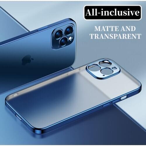 LS Luxury Square Frame Plating Clear Phone Case For iPhone 12 11 Pro Max Mini X XR XS 78 Plus Thin Transparent Silicone Cover