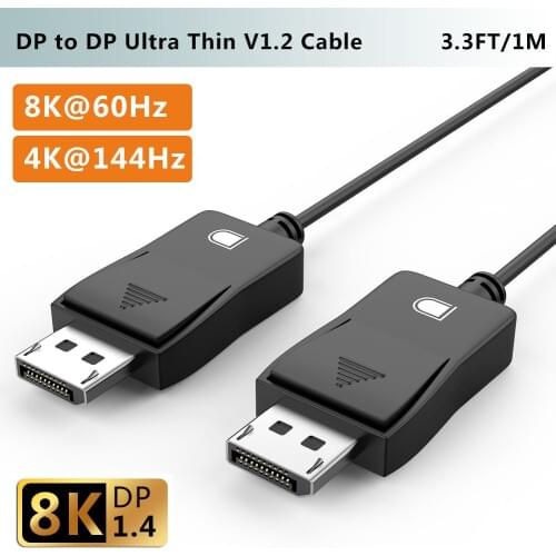 FOINNEX 1M Ultra Thin DisplayPort 1.4 Cable 8K 60Hz DP to DP 4K HDR Display Port for Video PC Laptop TV Box Projector