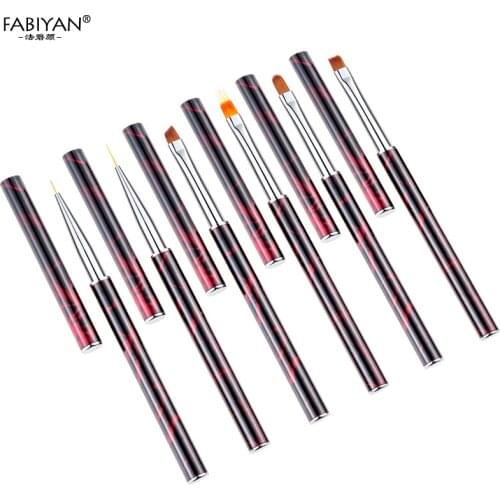 Nail Art Brush Painting Drawing Flower Liner Lines Grids Pen Gradient Flat Round Head UV Gel Tips 3D DIY Design Manicure Tool