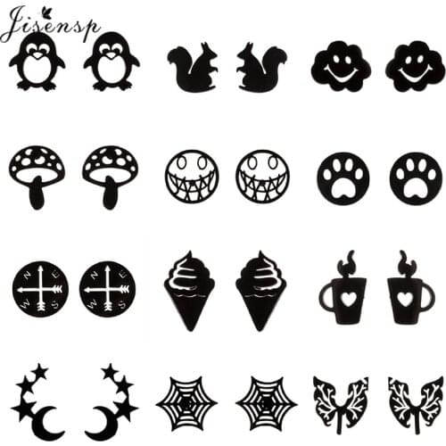 Classic Punk Stainless Steel Earrings for Women Men Black Compass Paw Lighter Spider Stud Earings Hallowmas Jewelry oorbellen