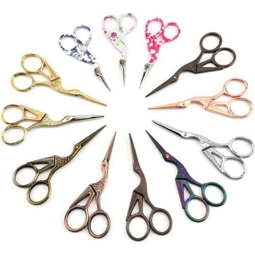 Metal Vintage Style Scissor Stainless Steel Multicolor Home Crane Scissors Fit Yarn Tea Threadhead Cross Embroidery Tool SN2152