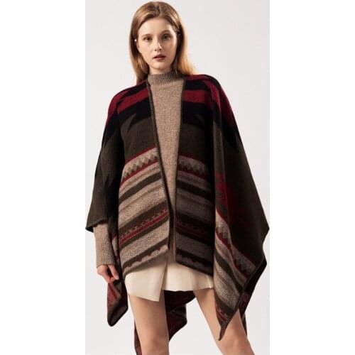 2019 New Fashion Autumn Winter Warm Striped Ponchos And Capes For Women Oversized Shawls Wraps Cashmere Pashmina Femme Bufanda
