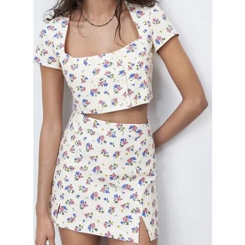 New summer ladies floral print skirt sweet girl A-line skirt sexy pencil skirt