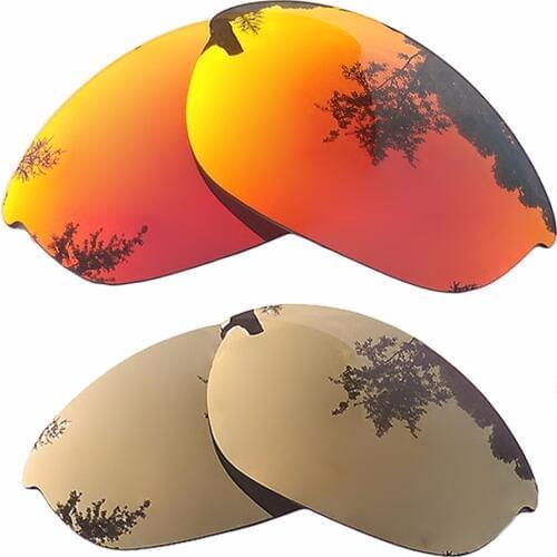 Orange Red Mirrored & Bronze Gold Mirrored Polarized Replacement Lenses for Half Jacket Frame 100% UVA & UVB