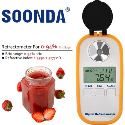 2-in-1 Fruit Food Refractometer High Syrup Concent 0-94% Brix Auto Sugar Refractometer Pear Paste Pipa Drink Cream Hydrometer