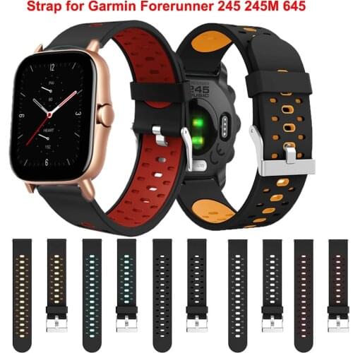 20mm Silicone Wrist Band For Amazfit GTS GTR 42mm Bip U Bracelet Strap For Garmin Forerunner 245 645M Huawei GT2 42mm Watchband
