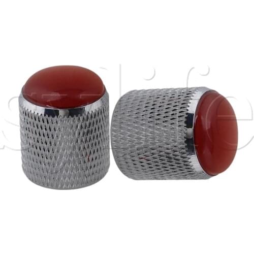 Red Glass Top Domed Electric Guitar Bass Volume Tone Control Knobs Pack of 3