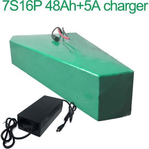 With 5A charger 24V 48Ah 25.9V 7S16P 18650 Li-ion Battery Pack E-Bike electric bicycle 265x260x200x70x70x45mm