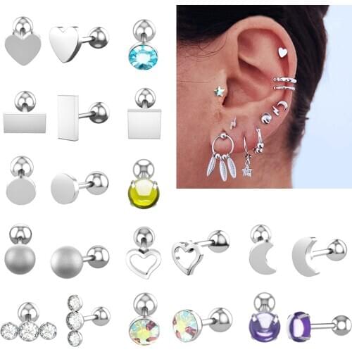 1pc Heart Rhinestone Zircon Lip Ring Ear Tragus Bar Cartilage Earring Helix Stud Labret Piercing Body Jewelry For Sexy Girls
