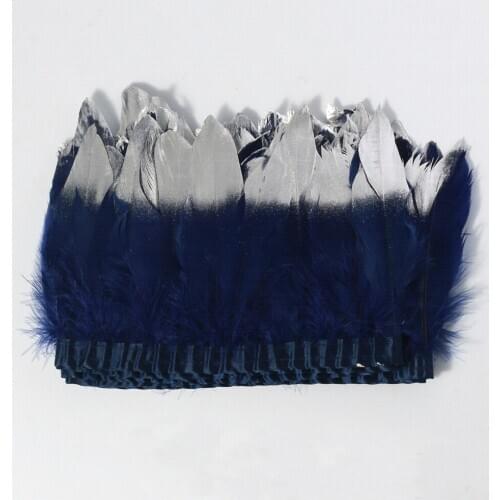 Navy blue goose feather spray silver head to make 2 meters cloth edge DIY shopping festival performance costume skirt decoration