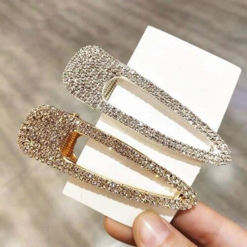 Korea Shiny Crystal Rhinestones Hairpins Geometric Rectangle Waterdrop Imitiation Pearl Hair Clips Hair Accessories