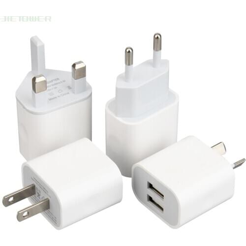 100pcs/lot Dual Double USB UK US EU AU Plug Charger for Iphone Ipad Ipod Universal Mobile Phone Charger Wall AC Power Charger