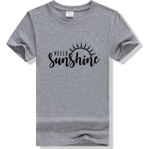 Sun Tshirt Hello Sunshine Womens T-Shirt Cotton Graphic Tees Plus Size Tshirt Summer Shirts Female Nature Shirt Tops Tees