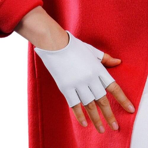 Women Touch Screen Half Finger Fitness Gloves For Sports Nonslip Cycling Motorcycle Driving Sheepskin Genuine Leather Mitten R24