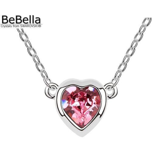 BeBella cute heart crystal pendant necklace with Crystals from Swarovski for women girls fashion jewelry birthday Christams gift