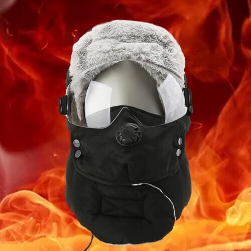 Winter Windproof Warm Hat Men Women Bomber Ear Flap Hat Cap Snow Ski Trooper Trapper Cold Anti-snow Cap With Anti-fog Glasses