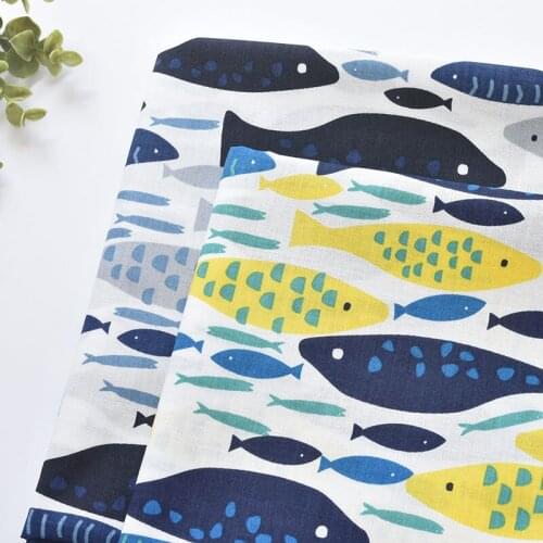 1meter 100% cotton Cartoon fish fabric for Childrens skirt dress DIY Summer clothes bag handwork fabric art XMT