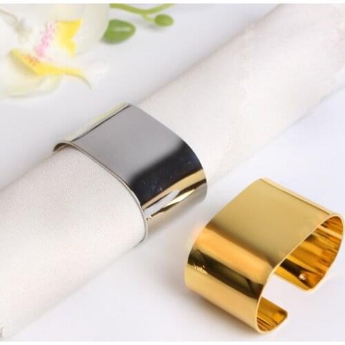 10pc Restaurant decoration metal bright surface napkin ring soft furnishing home opening C-shaped mouth cloth ring napkin buckle