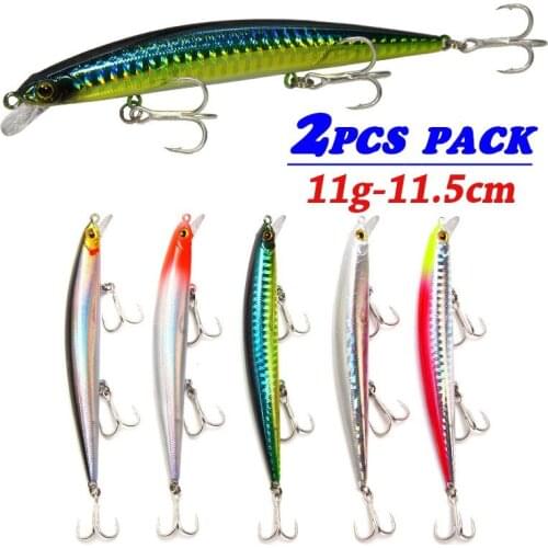 2PCS Minnow Fishing Lures With Ball Long Shot Wobbler Bait Artificial Hard Fish Lures Fishing Tackle 11g-11cm