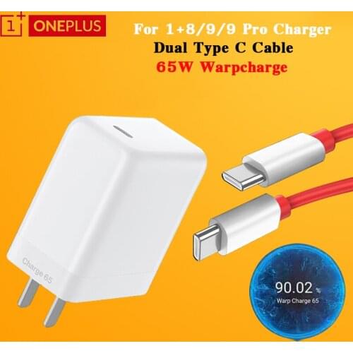65W Oneplus 9 9pro 9R Warp Charger EU US Power Quick Charging Adapter 100CM Dual Type C Cable For One Plus 8 8T 7 Pro Nord LE 5G