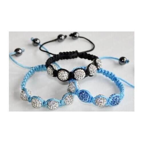 Free Shipping! Best 3 Pcs/ 10mm 5 Micro Pave Disco Ball Beads bracelet Lot.SE New fasion mix bracelets for men