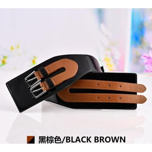Retro fashion waist cover imitation leather hollow elastic elastic elastic belt lady