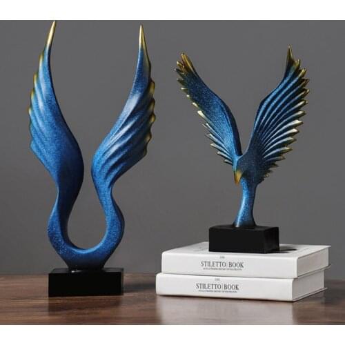 European Modern Abstract Eagle Office Decoration Ornaments Blue Animal Sculpture Home Study Room Display Props Business Gifts