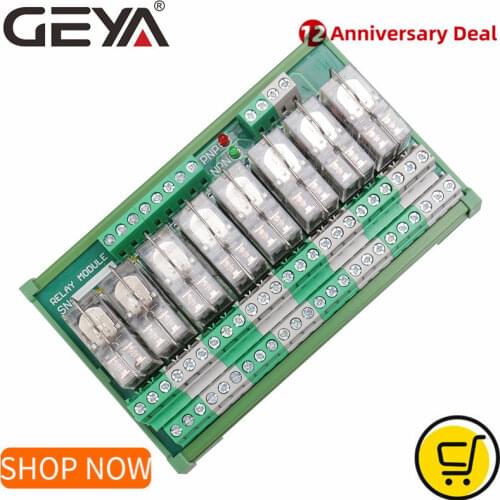 GEYA NG2R 8 Channel Relay Board 12V 24V Relay Board Remote Control Relay Module AC DC 1NO1NC