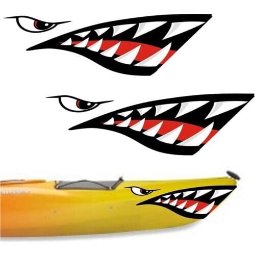 JX-LCLYL 1pair 38*13CM Waterproof DIY Funny Shark Teeth Mouth Vinyl Car Sticker Decal