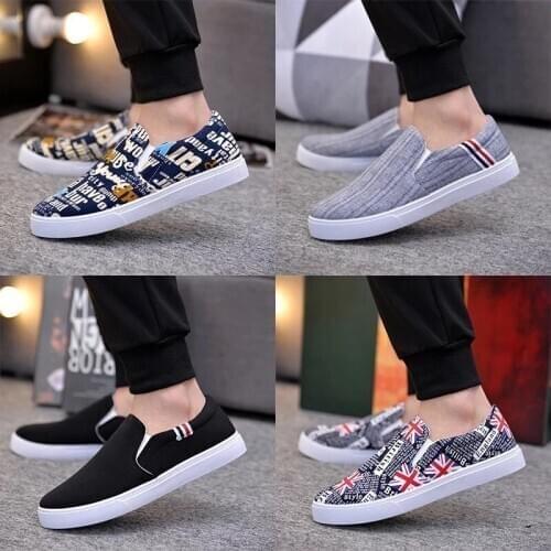 Mens Vulcanize Shoes Lace-up Fashion printed canvas shoes Spring Autumn Flat Black Red Blue Casual Shoes Male Sneakers 2020 new
