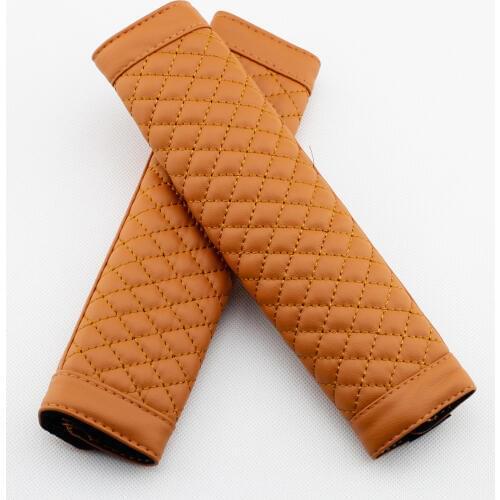 Brown Styling Artificial PU Leather 235mm Combo Seat Safety Belt Harnesses Relaxing Shoulder Protector Cover Cushion Accessories