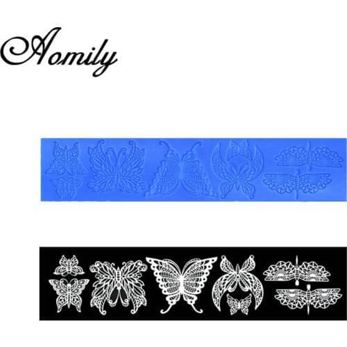 Aomily Lace Butterfly Wedding Cake Silicone Beautiful Lace Fondant Mold Mousse Sugarcraft Icing Mat Pad Pastry Baking Tool