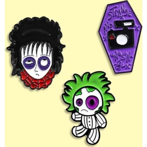 Horror Doll Coffin Vampire Enamel Pins Purple Coffin Badge Brooch Denim Clothes Bag Lapel pin Punk Jewelry Gift For Friends