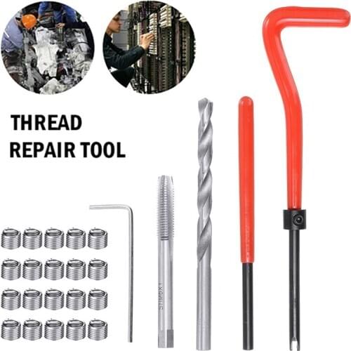 25pcs M6 x 1.0 Thread Repair kit Helicoil Compatible 6mm Damaged Threads Drill Tool Metric Thread Repair Insert Kit