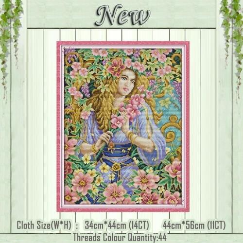 Flower Fairy beauty girl decor painting counted printed on the canvas DMC 11CT 14CT kits Cross Stitch embroidery needlework Sets