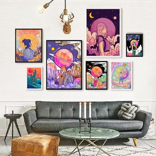 Wall Art Home Decoration Canvas Planet Painting Modern Picture Hd Print Cartoon Abstract Modular Poster Living Room No Framework