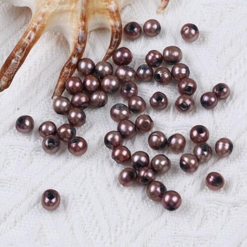 7-8mm Grade AA Real Cultured Freshwater Pearl Brown Color Potato Shape Loose Bead Big Hole For Jewelry Making